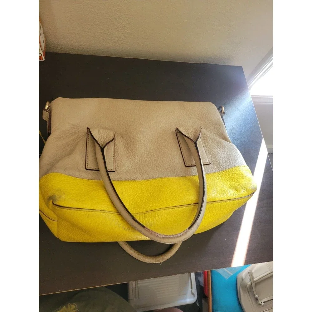 Kate Spade Southport Avenue Carmen Crossbody Satchel Handbag Canary/Beige